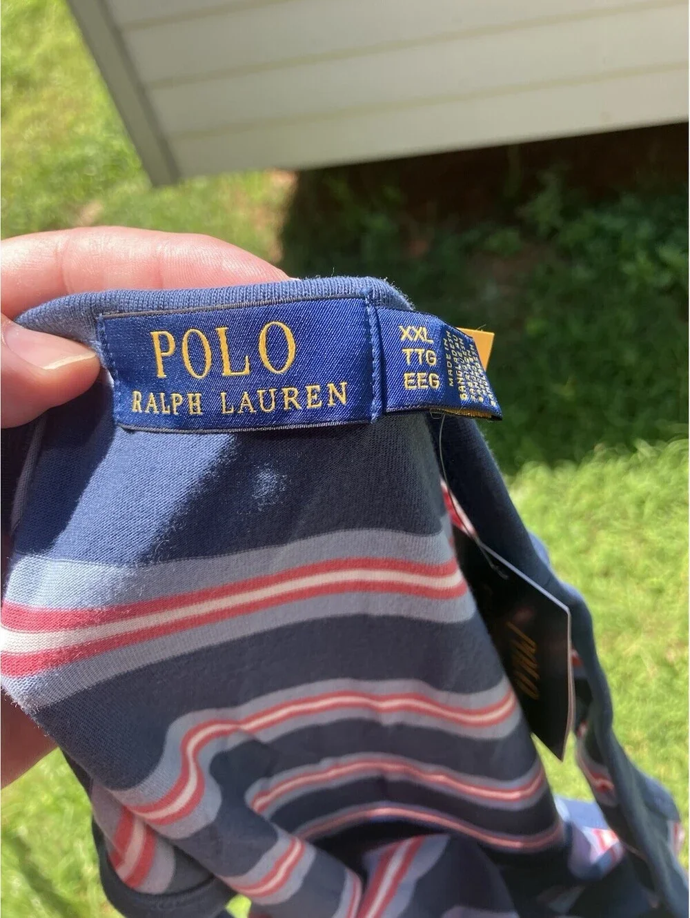 Polo Ralph Lauren Men's Large L Striped Blue Red Tank Top White Pony $55 MSRP